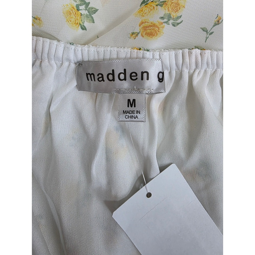 Madden Girl Juniors White Floral High Low Midi Belted Dress Cottagecore - Picture 9 of 11